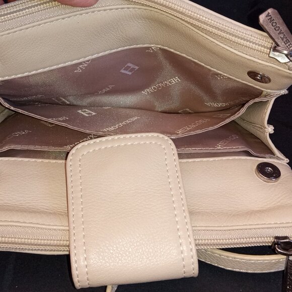 HEXAGONA PARIS Ivory Leather Crossbody Organizer Flat Profile - Picture 10 of 16